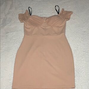 Papaya Ruffle-Trim Bodycon Mini Dress in Blush Pink